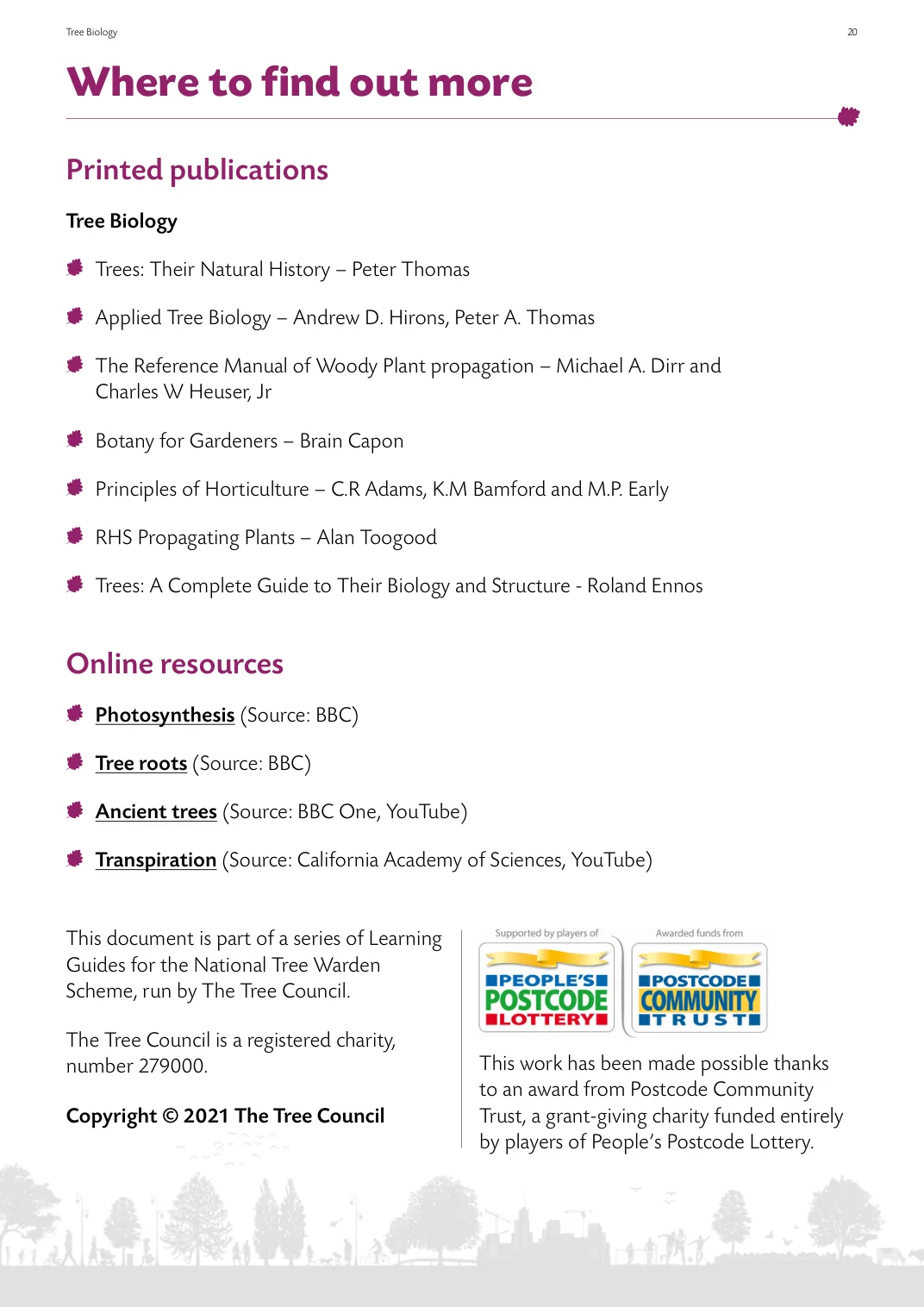 Resources page from the guide